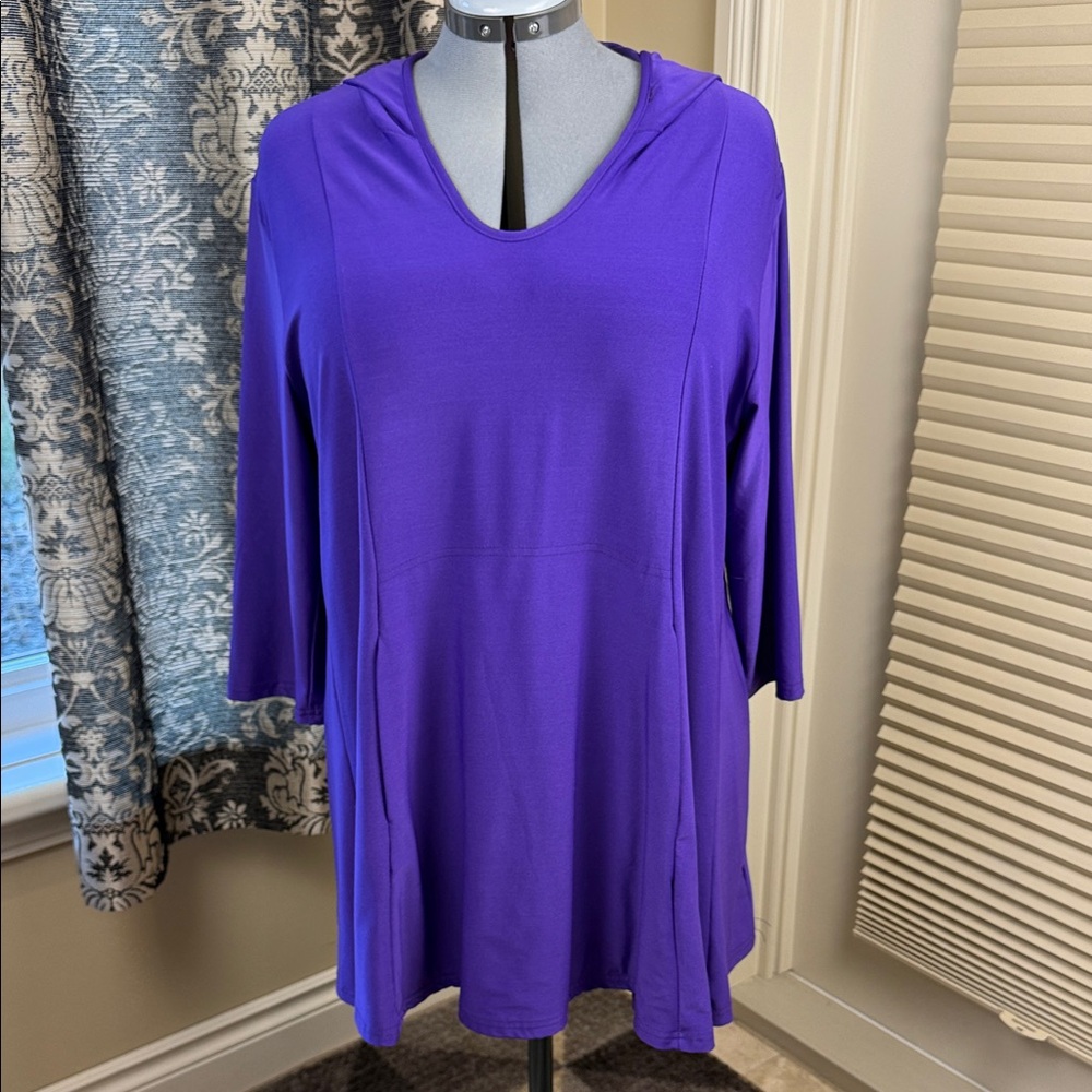 L'Amour Purple Hooded Women's Tunic Sweatshirt